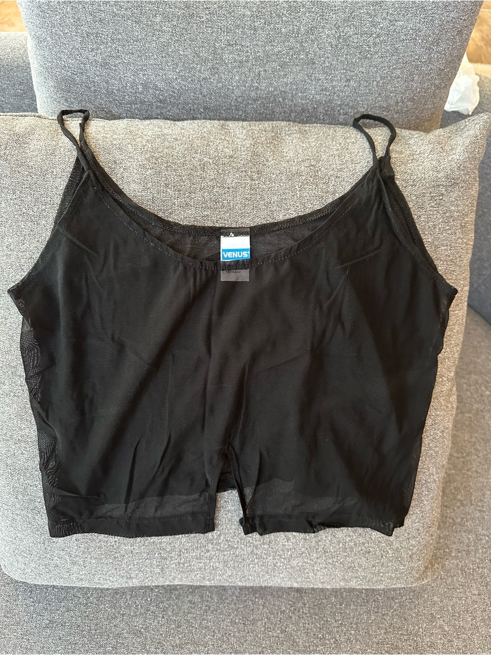 VENUS Black Sheer Bathing Suit Cover Mesh Cami Top